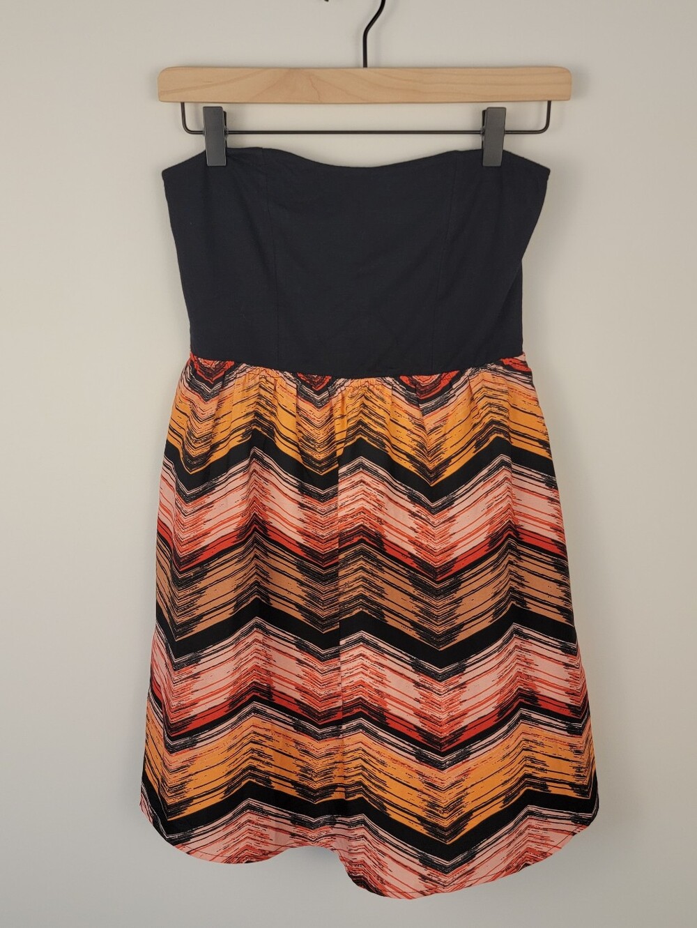 Roxy Chevron Sunset Print Strapless Mini Dress Women's Size S